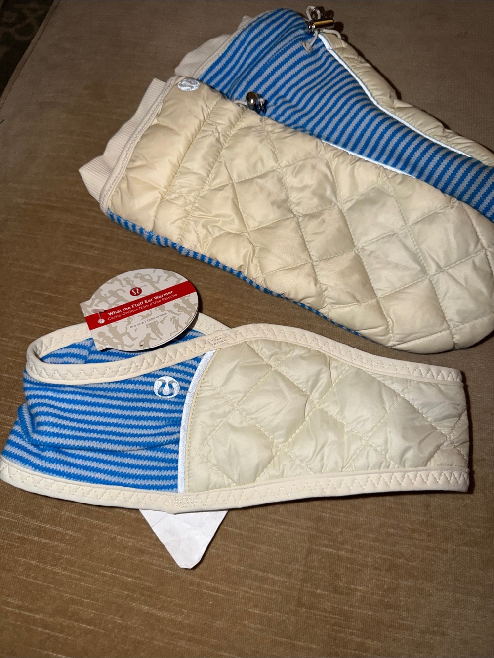 lululemon what the fluff ear warmer and gloves set